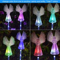 2 Pack Solar Powered Angel For Cemetery Decorations Garden Stake Light Multicolor Changing Led Waterproof Lawn Decorative Light