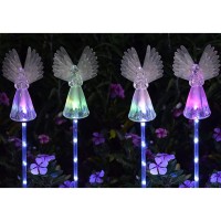 2 Pack Solar Powered Angel For Cemetery Decorations Garden Stake Light Multicolor Changing Led Waterproof Lawn Decorative Light