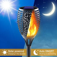 Awethone Large Solar Torch Light With Flickering Flame Outdoor Decorative Solar Tiki Torches For Outside Super Bright Landscap