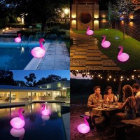 Cootway Rukars Solar Floating Lights 4 Pcs Flamingo Floating Pool Lights Solar Powered Glow Lights Waterproof Auto Onoff Led