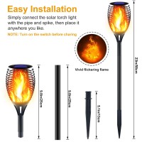 Awethone Solar Torch Light With Flickering Flame Large Size Ultrabright Solar Outdoor Lights Upgraded Waterproof Landscape De