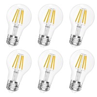 A19 E26 Base Dimmable Edison Led Bulb, 4W(40 Watt Equivalent) Stepless Dimming Light Bulbs 400Lm, 3000K Soft Warm White, Vintage Clear Glass Led Filament Bulb For Home, Wall Sconce, Chandelier, 6 Pack