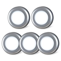 Tap Light, Push Lights, Star-Spangled Stick On Lights Battery Powered Operated, Night Touch Light, Mini Led Puck Lights, Diy Switch Button For Closet Under Cabinets Kitchen (Silver, Cool White, 5Pack)