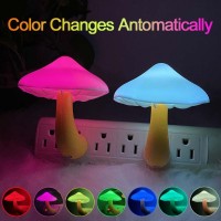 [ 2 Pack ] Utlk Led Mushroom Night Light Lamp With Dusk To Dawn Sensor,Plug In Led Bed Cute Mushroom Nightlight Night Lamp Wall Light Baby Night Lights For Kids Children (Colorful)