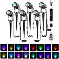 Aloveco Christmas Spotlights Outdoor 1800Lm Rgb Color Changing Landscape Lights Led 12V Low Voltage Landscape Lighting With Transformer Remote Ip65 Waterproof For Holiday Yard Patio Garden 6-In-1