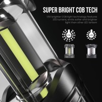 Lichamp 4 Pack Led Camping Lanterns, Battery Powered Camping Lights Cob Super Bright Collapsible Flashlight Portable Emergency Supplies Kit, Black