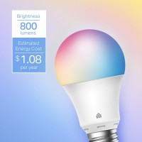 Kasa Smart Light Bulbs, Full Color Changing Dimmable Smart Wifi Bulbs Compatible With Alexa And Google Home, A19, 9W 800 Lumens,2.4Ghz Only, No Hub Required, 2-Pack (Kl125P2), Multicolor