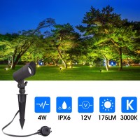 E Energetic Lighting Led Landscape Lights With Connectors, 12V Low Voltage, Warm White 3000K, 4W, 175Lm, Outdoor Waterproof Garden Pathway Lights Wall Tree Flag Spotlights With Spike Stand, 2 Pack