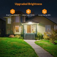 Lepower 42W Flood Lights Outdoor 4200Lm Bright Led Security Lights Outdoor With 3 Heads Switch Controlled Exterior Flood Ligh