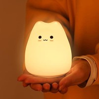 Zklili Kids Night Light Cute Cat Lamp For Bedroom Birthday Gifts For Girls Boys Baby Silicone Nursery Animals Nightlights