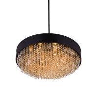 10 Light Drum Shade Chandelier With Black Finish