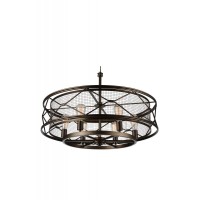 6 Light Up Chandelier With Light Brown Finish