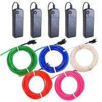 El Wire 4 Pack, 16.4Ft/5M Neon Light With Battery Pack (Red, Blue, Yellow, Green) For Halloween Decorations Diy Costume