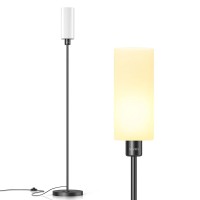 Veyfiy Floor Lamp, Lamps For Bedroom And Living Room, Modern Standing Light With Glass Lampshade, Industrial 68 Inches Tall Lamp With E26 Socket, Light For Work, Reading, Black (Bulb Not Included)