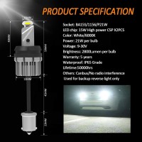 D-Lumina 1156 Led Backup Reverse Light Bulbs, 5600 Lumens 21W 2-Smd Csp Chips Ba15S P21W 7506 1141 1073 Led Bulbs For Car Truck Reverse Light, Canbus Error Free, Plug & Play, 6000K White (Pack Of 2)