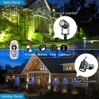 Ecowho Rgb Color Changing Landscape Spotlights Outdoor, 1800Lm 12V Low Voltage 69Ft Extendable Landscape Lighting With Remote Transformer Ip65 Waterproof For Garden Yard Pathway House 6 Pack