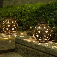 Beau Jardin 4 Pack Hanging Solar Lanterns Outdoor Metal Waterproof Star Led Decorative Lights Patio Deco Decoration Warm White A