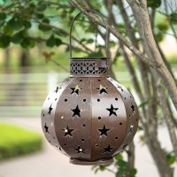 Beau Jardin 4 Pack Hanging Solar Lanterns Outdoor Metal Waterproof Star Led Decorative Lights Patio Deco Decoration Warm White A