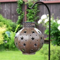 Beau Jardin 4 Pack Hanging Solar Lanterns Outdoor Metal Waterproof Star Led Decorative Lights Patio Deco Decoration Warm White A