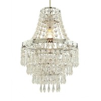 Chandelier Style Ceiling Light Shade Droplet Pendant Acrylic Crystal Bead Luxury Easy Fit Moroccan Marrakech Moda Spiral Gem Choose Design (Terri 5 Tier)