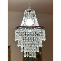 Chandelier Style Ceiling Light Shade Droplet Pendant Acrylic Crystal Bead Luxury Easy Fit Moroccan Marrakech Moda Spiral Gem Choose Design (Terri 5 Tier)