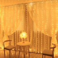 Fairy Curtain Lights Window String Lights 300 Led Twinkle Firefly Stars With 8 Light Modes Remote Control And Usb Adapter For Bedroom, Weddings, Party, Indoor,Outdoor Decoration, 9.8X9.8Ft, Warm White