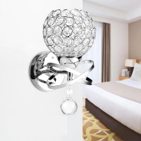 Yagosodee Modern Wall Mounted Crystal Wall Lamp Bedside Night Light Bedroom Living Room Hall Lighting