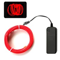 El Wire Red, 16.4Ft/5M Neon Glow Rope Light With Battery Pack Neon Glowing Strobing Electroluminescent Wire For Parties, Halloween Decoration�