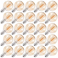 Sphoon Pack Of 25 G40 Amber Glass Led Replacement Bulbs, 1W Equivalent 10W E12 Screw Base Soft Warm 2200K Globe Light Bulb For Indoor & Outdoor Led String Light Party Patio Garden Decor, Cri 90+