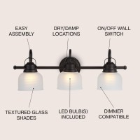 Jonathan Y Jyl7409C Virginia 2525 3Light Metalglass Led Traditional Classic Vanity Light Modern 2700K Led 4W Bulbs Entryway