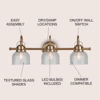 Jonathan Y Jyl7409B Virginia 2525 3Light Metalglass Led Traditional Classic Vanity Light Modern 2700K Led 4W Bulbs Entryway