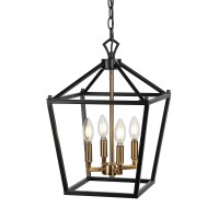 Jonathan Y Jyl7436D Pagoda Lantern Dimmable Adjustable Metal Led Pendant Classic Traditional Farmhouse Dining Room Living Room Kitchen Foyer Bedroom Hallway, 12 In, Oil Rubbed Bronze/Brass Gold