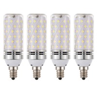 Rayhoo Candelabra Led Bulbs Incandescent 80-100W Bulb Equivalent, Standard Medium E12 Base,1000Lumens Non-Dimmable,4 Pack(White 6000K)