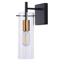 Krasty Modern Metal Black Gold Bathroom Wall Sconces, Sconces Wall Lighting With Clear Glass Shade,Wall Mount Lamp For Living Room Bedroom Hallway Bathroom Cabinet