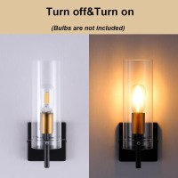 Krasty Modern Metal Black Gold Bathroom Wall Sconces, Sconces Wall Lighting With Clear Glass Shade,Wall Mount Lamp For Living Room Bedroom Hallway Bathroom Cabinet