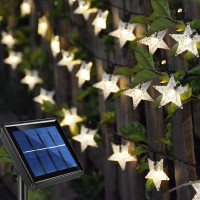 Homeleo 50Ft 120Led Solar Decorative Star Fairy Lights, Outdoor Waterproof Solar Powered String Lights For Garden,Deck,Canopy,Gazebo,Porch,Pergola,Patio, Bushes,Yard,Tree,Christmas Decor,Warm White