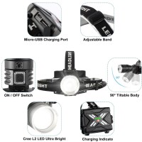 Led Headlamp Rechargeable High Lumen, Aoglenic P70 Professional Industrial Strength Waterproof Headlamps For Adults, 3 Modes Zoomable Exploration Headlight For Camping Climbing Hunting Outdoor