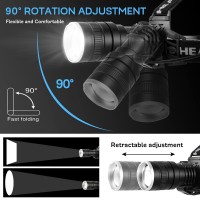 Led Headlamp Rechargeable High Lumen, Aoglenic P70 Professional Industrial Strength Waterproof Headlamps For Adults, 3 Modes Zoomable Exploration Headlight For Camping Climbing Hunting Outdoor