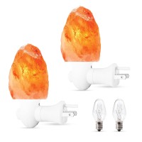 Nextgrade 100% Authentic 2 Pack Himalayan Salt Lamp - Hand Carved Natural Pink Crystal Rock Salt From The Himalayas, Etl Listed 360 Rotatable Wall Plug, For Bedroom Decor; 2 Extra Bulbs