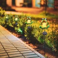 Lunsy Garden Solar Lights Outdoor Decorative, Metal Frog Shape, Waterproof Stake Lights With 2 Ft, Auto On/Off Solar Powered Light For Lawn, Backyard, Patio, Pathway