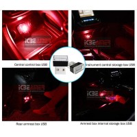 IcBEAMER 1 pc Red color LED Universal USB Interface PlugIn Miniature Night light Auto Interior Trunk Ambient Atmosphere