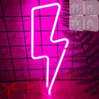 Vifulin Pink Lightning Pink Stuff Neon Sign Teen Girl Room Decor Teen Room Decor Bedroom Lights Usb/Battery Powered Room Lights With 4 Hooks Bedroom Decor For Teen Girls Room Decorations(Pink)