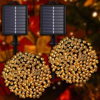 Yaozhou Solar Christmas String Lights Outdoor Warm White 2 Pack, Total 400Led 151Ft Fairy Lights With 8 Modes Ip44 Waterproof Christmas Lights For Tree Garden Patio Wedding Party Yard