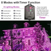 Yaozhou Solar Christmas String Lights Outdoor Pink 2 Pack 144Ft 400Led Fairy Lights With 8 Modes Ip44 Waterproof Lights For Tre