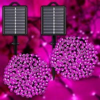 Yaozhou Solar Christmas String Lights Outdoor Pink 2 Pack 144Ft 400Led Fairy Lights With 8 Modes Ip44 Waterproof Lights For Tre