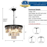 Weesalife Black Crystal Chandeliers For Dining Room Lights Fixtures 9 Lights Modern Contemporary Chandeliers For Bedroom 3Tie