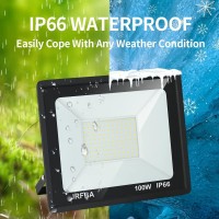 Jrbfa 100W Led Flood Lights Outdoor 10000Lm Led Work Light With Plug 6500K Daylight White Ip66 Waterproof Exterior Security L