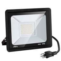 Jrbfa 50W Led Flood Lights Outdoor 5000Lm Led Work Light With Plug 6500K Daylight White Ip66 Waterproof Exterior Security Lig