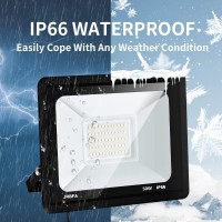 Jrbfa 50W Led Flood Lights Outdoor 5000Lm Led Work Light With Plug 6500K Daylight White Ip66 Waterproof Exterior Security Lig