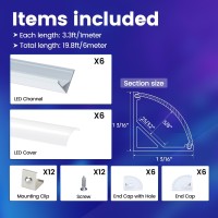 Muzata 6Pack 33Ft1M Plussize 30X30Mm V Shape Spotless Silver Led Channel System With Milky White Cover For Led Strip Lights B